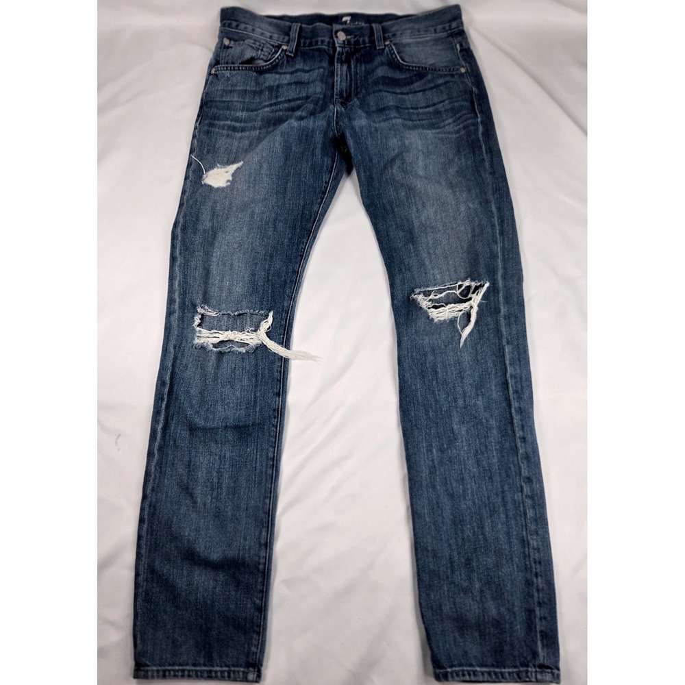 7 For All Mankind Paxtyn Jeans Distressed Ripped Denim Made in‎ USA Cotton 32x32